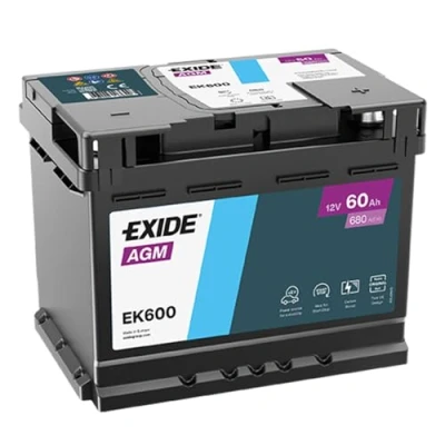 Afbeelding van EXIDE Start Stop EK600 Accu 12V 60Ah 680A B13 VOLKSWAGEN: Golf 7, 6, 4, BMW: 3 Saloon, Convertible, Coupe, AUDI: A3 Hatchback