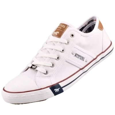 Afbeelding van Mustang LOW Sneakers laag, Heren, Maat: 45, Weiss Linnen