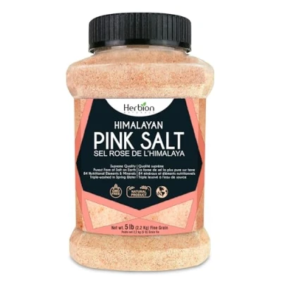 Afbeelding van Herbion Natural Himalaya roze zout fijne korrel van hoogste kwaliteit 2,2 kg onbreekbare pot koosjer gecertificeerd GMO vrij zonder chemicaliën veganistisch