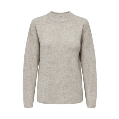Afbeelding van ONLY Camilla Oneck L/S Trui, Dames, Maat: Small, Pumice stone
