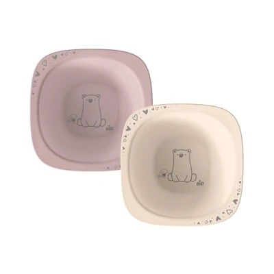 Afbeelding van nip Green Öko Set van 2 puree kommen voor baby&#039;s vanaf 4 maanden, onbreekbaar, magnetron en vaatwasmachinebestendig, perfect beginners, BPA vrij, melaminevrij, duurzaam, motief
