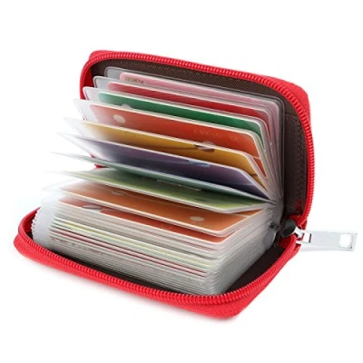 Afbeelding van Creditcardhouder van leer voor dames en heren, Rood