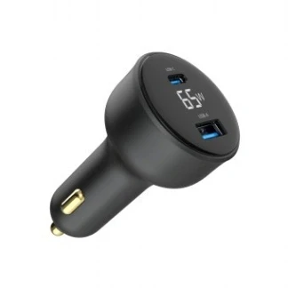 Afbeelding van Gembird 65 Watt caradapter met usb a en c connextor LCD screen
