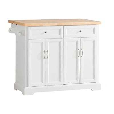 Afbeelding van SoBuy® FKW71 Sch Serveerwagen op wielen, keukenkast, rollend van hout, met opklapbare werkbladen, roestvrij staal, grote opbergkast, zwart