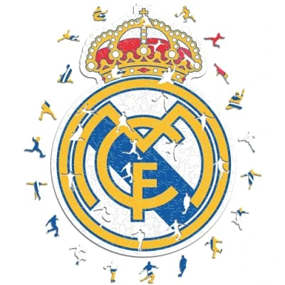 Afbeelding van Iconic Puzzles, Real Madrid logo, officieel product, houten puzzels voor volwassenen en kinderen, 100% duurzaam hout, S, 150 stuks