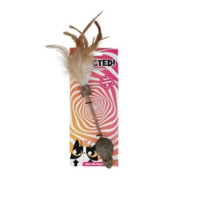 Afbeelding van Addicted Stick with Mouse and Feathers 25 cm Kattenspeeltje gemaakt Met Madnip Kattenkruid