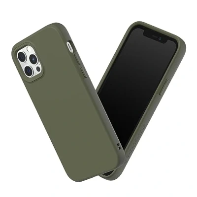 Afbeelding van RHINOSHIELD Hoesje compatibel met [iPhone 12 Pro Max] SolidSuit dunne hoes schokabsorberende technologie en premium matte afwerking algengroen
