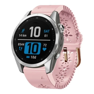 Afbeelding van By Qubix 20mm Quickfit Flower siliconen bandje Roze Geschikt voor garmin Instinct E (40mm) Fenix 7s 6s 5s 2s Epix Pro Gen 2 (42mm)