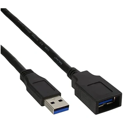 Afbeelding van USB naar (volledig bedekt) verlengkabel USB3.0 tot 2A / zwart 2,5 meter