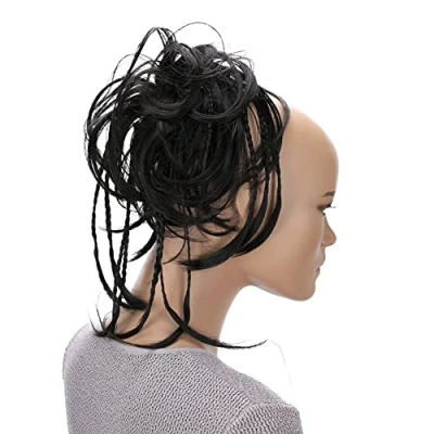 Afbeelding van PRETTYSHOP XXL Haarstukje Haarwokkel Bruids Kapsel Opgestoken Volumineus Golvend Knoet Zwartbruin G17D