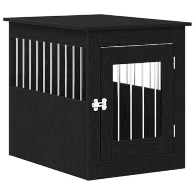 Afbeelding van vidaXL Hondenbenchmeubel 75x55x65 cm bewerkt hout zwart eikenkleurig