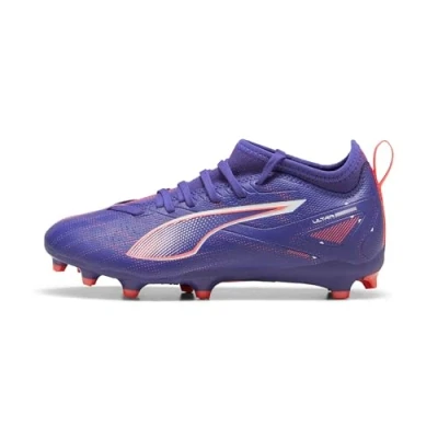 Image de PUMA Chaussures de football unisexe Ultra 5 Match Fg/Ag Jr pour enfant, Lapis Lazuli White Sunset Glow, 35.5 EU