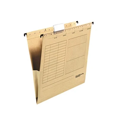 Afbeelding van FALKEN 80004336 25 stuks hangmappen UniReg. Gemaakt in Duitsland. van gerecycled karton voor DIN A4 met linnen kikkers bruin Blauwe Engel ideaal het losbladig klasseren