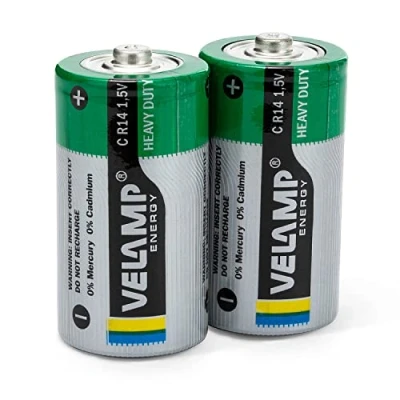 Afbeelding van 2 zink carbon batterijen R14 (C), 1,5 V, ideaal voor horloges, afstandsbedieningen, weegschalen, radio&#039;s, zaklampen enz.