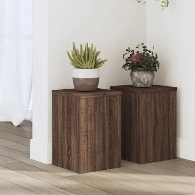 Afbeelding van Plantenstandaards 2 st 20x20x30 cm bewerkt hout bruin eiken
