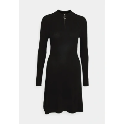 Afbeelding van ONLY Onldee L/S ZIP CC Gebreide jurk, Dames, Maat: Large, Black