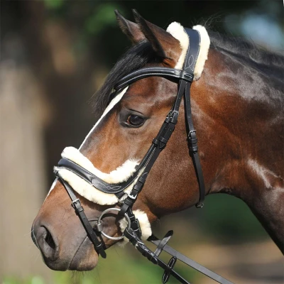 Afbeelding van Kavalkade Hoofdstel Ivy met Bontje Zwart Pony