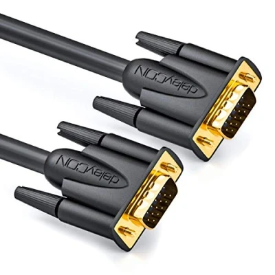 Afbeelding van deleyCON 10 m VGA kabel, 15 pol, S monitorkabel, D Sub aansluiting, 1080p, Full HD, 3 voudig afgeschermd, knikbescherming, zwart