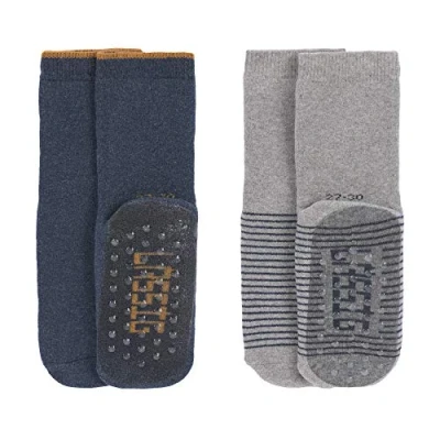 Afbeelding van LÄSSIG Cozy Wear uniseks volwassene Antislipsokken, blauw/grijs
