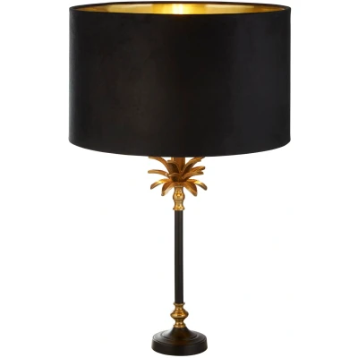 Afbeelding van Searchlight Palm Tafellamp Ø 40 X 65 Cm Antiek Messing, Zwart En Goud