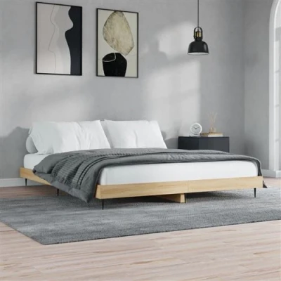 Image de vidaXL Cadre de lit sans matelas chêne sonoma 150x200 cm