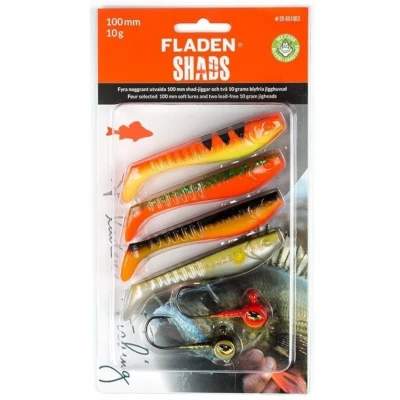 Afbeelding van Fladen Soft lure assortment Shad 100 mm 4 pcs two jigheads 10 gram
