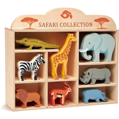 Afbeelding van Tender Leaf Toys Dierenset Safari 37 X 32 Cm Hout 9 delig