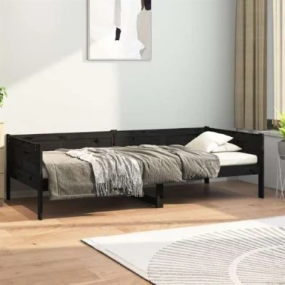 Afbeelding van Slaapbank massief grenenhout zwart 90x190 cm