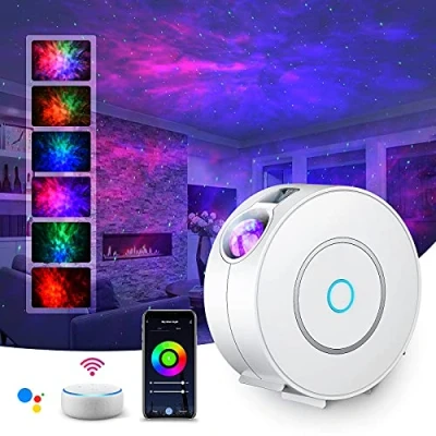 Afbeelding van SUPPOU Smart Projector, sterrenhemel, 3D projector voor led kinderen en volwassenen, met RGB, dimmen/spraakbesturing (Alexa)/wifi verbinding, thuis of op feestjes, wit