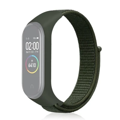 Afbeelding van Nylon Geweven Bandje Xiaomi Mi Band 3 / 4 5 6 7 Legergroen