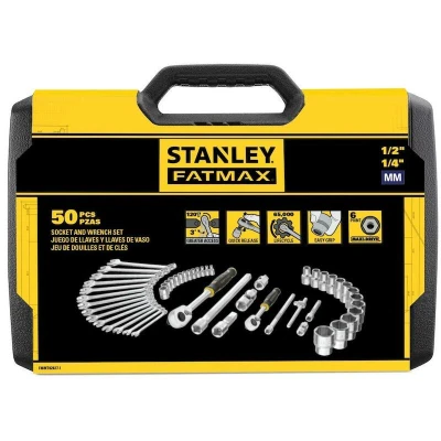 Image de STANLEY FMMT82827 1 Jeu de clés à douille et anneau FATMAX 1/4 + 1/2&quot; 49 pièces