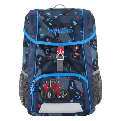 Afbeelding van Step by Kinderrugzakset met zitkussen, ergonomische mini toren afneembare borstriem, 13 liter, Freddy Tractor blauw