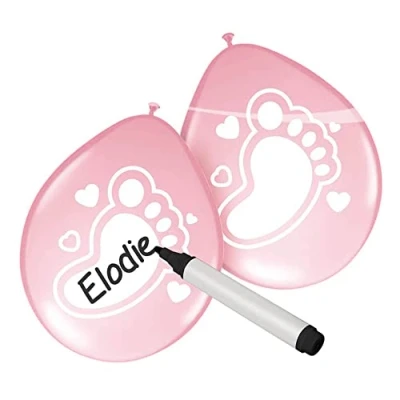 Afbeelding van Ballon schrijfbaar baby girl roze 6 stuks