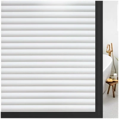 Afbeelding van rabbitgoo Statische raamfolie, matglas, zelfklevend, dikke decoratieve folie, verbeterde versie, 90 x 200 cm, strepenpatroon, voor thuis, keuken, kantoor