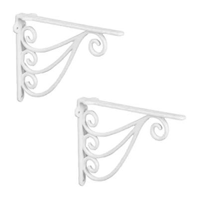 Afbeelding van Relaxdays plankdrager set van 2 schapdrager muursteun gietijzer 24 cm antiek wit