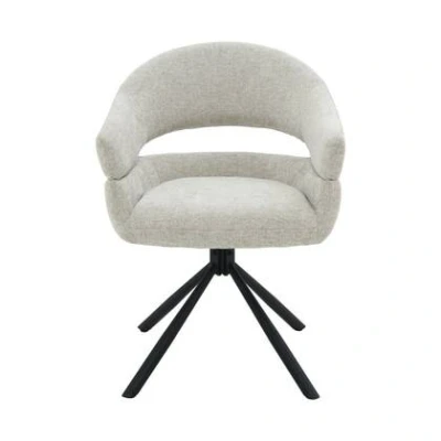 Afbeelding van Livingfurn Eetkamerstoel Beige Stof Zithoogte 51cm Linn Set van 2