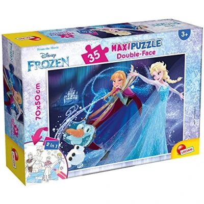 Afbeelding van Lisciani Disney Frozen puzzel 35 delige dubbelzijdig achterkant om in te kleuren educatief spel vanaf 3 jaar