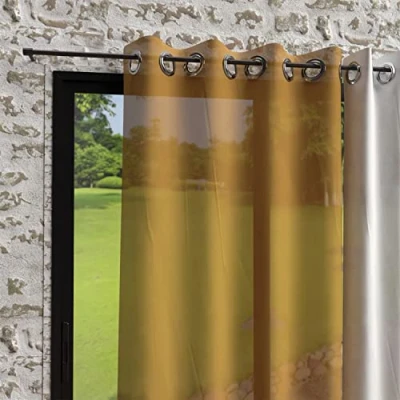 Image de Voile à oeillets effet froissé 135x250 cm BOHEME moutarde par Soleil d&#039;Ocre