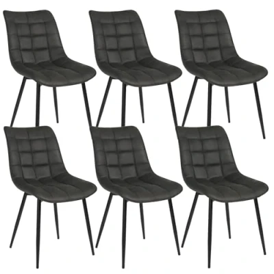 Afbeelding van WOLTU 6 x eetkamerstoelen, modern design, zitvlak van wetenschappelijke stof, goed gevoerd, metalen frame, antraciet BH247an