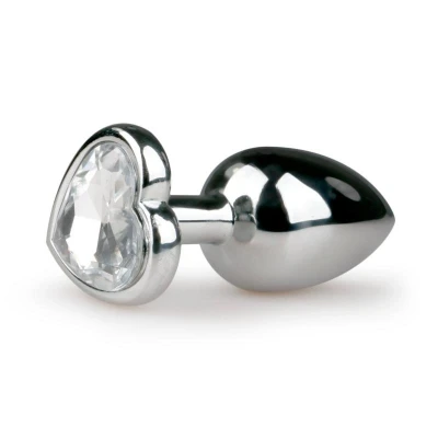 Afbeelding van Zilveren Buttplug Met Kristallen Hart Levensecht Gevoel