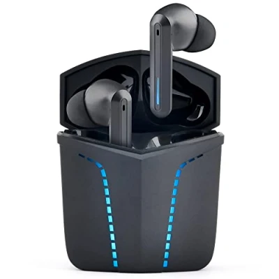 Image de THE G LAB Korp KRYPTON Écouteurs Bluetooth 5.0 Sans Fil Gaming Latence Ultra faible 2 Micros Intégrés Étui de Charge Rapide Autonomie 15H Compatible iPhone/Android/iPad/PC NOUVEAU 2022 (Noir)