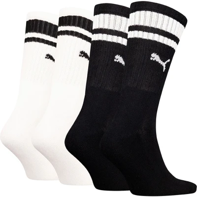Afbeelding van Puma CREW Heritage Stripe 4 PACK Unisex Sportsokken, Maat: 43 46, Black/white