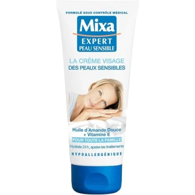 Afbeelding van Mixa Expert Sensitive Skin gezichtscrème voor de gevoelige huid met milde amandelolie + vitamine E 100 ml