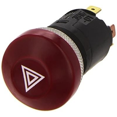 Afbeelding van Waarschuwingsknipperlamp schakelaar Drukactivering 12V Inbouw Halogeen Schakelaarverlichting: Rood Met gloeilamp