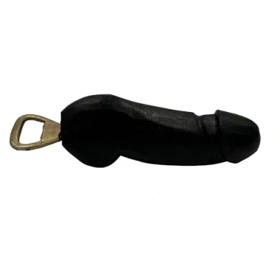 Afbeelding van Handgemaakte flesopener, grappige feestflesopener, geschenkflesopener, houten flesopener (zwart, 15,2 cm)