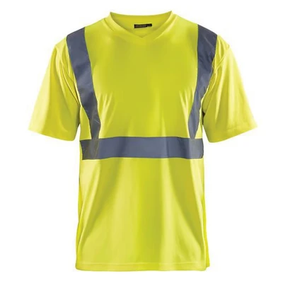 Image de T shirt haute visibilité col en V jaune fluorescent