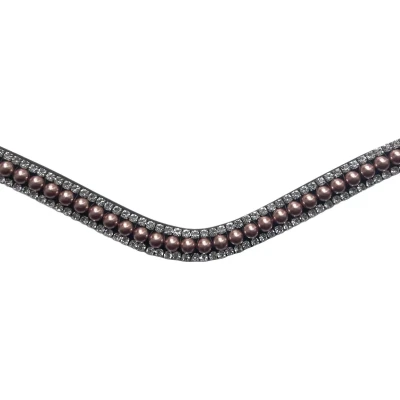 Afbeelding van Montar Frontriem Rosegold Pearls Bruin Full