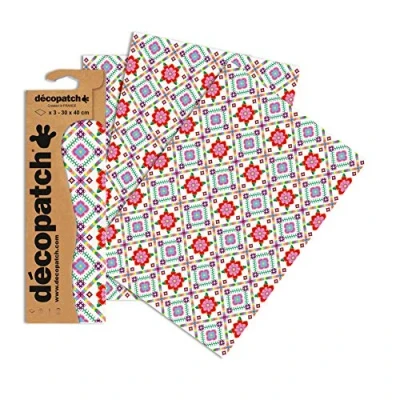 Afbeelding van Décopatch Bright Hypnotiserend papier, 30 x 40 cm, verschillende kleuren, 3 stuks