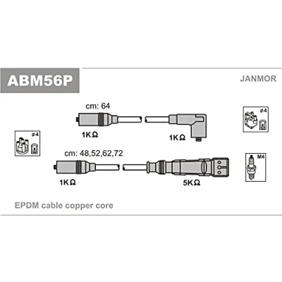 Afbeelding van JANMOR ABM56P Bougiekabelset SEAT: Ibiza 2