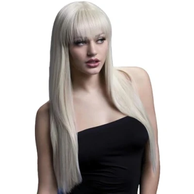 Afbeelding van Smiffys Pruik, Jessica collectie, Fever, blond, lange snit met pony, 66 cm